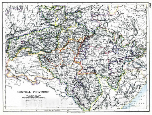Historic Map : 1901 Central Provinces [India] : Vintage Wall Art