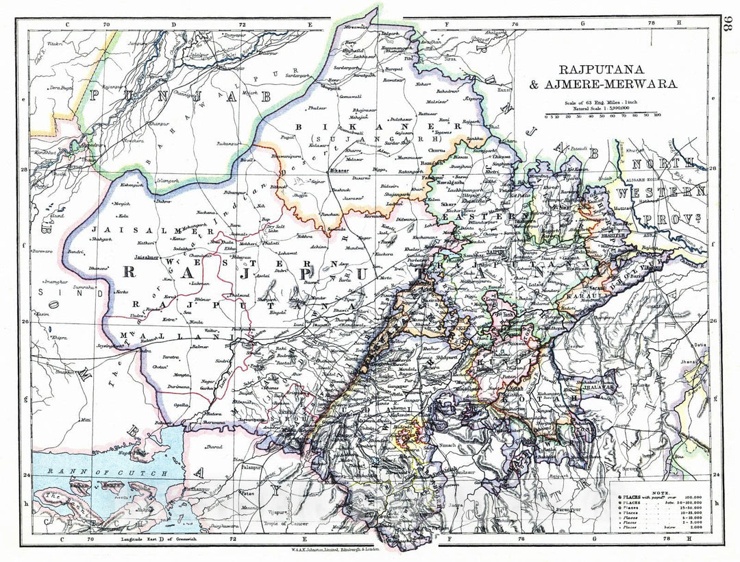 Historic Map : 1901 Rajputana and Ajmere-Merwara : Vintage Wall Art