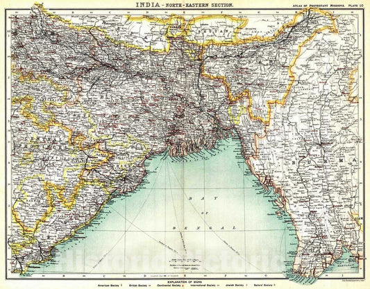 Historic Map : 1906 India- North Eastern Section : Vintage Wall Art