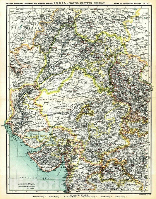 Historic Map : 1906 India- North Western Section : Vintage Wall Art