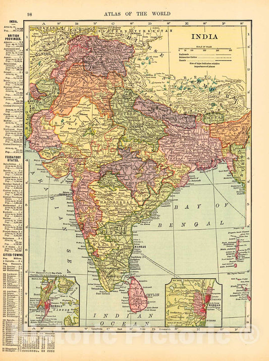 Historic Map : 1906 India : Vintage Wall Art