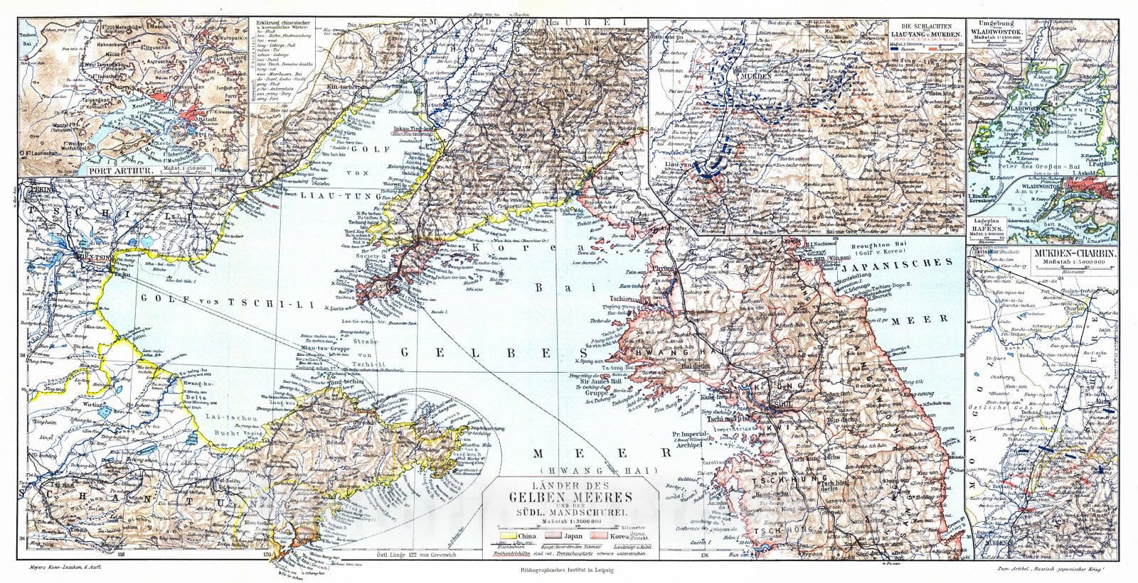 Historic Map : 1906 L&auml;nder des Gelben Meeres und der S&uuml;dl. Mandschure: : Vintage Wall Art