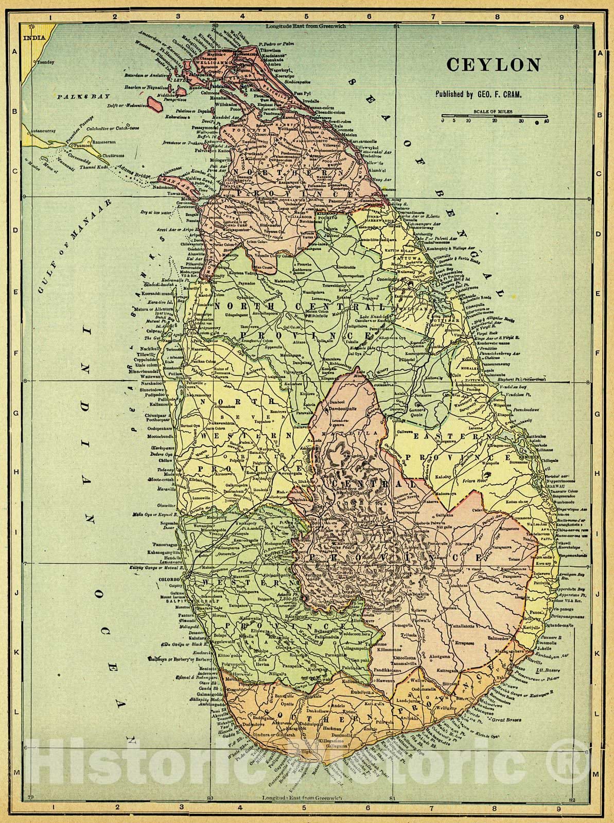 Historic Map : 1907 Ceylon : Vintage Wall Art