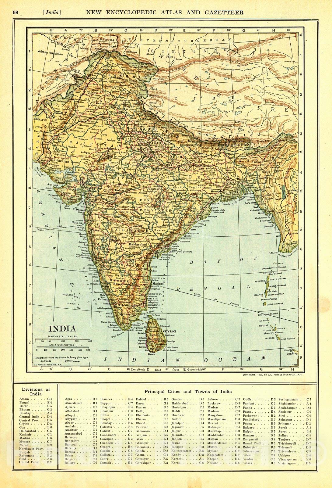 Historic Map : 1909 India : Vintage Wall Art