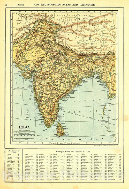Historic Map : 1909 India : Vintage Wall Art