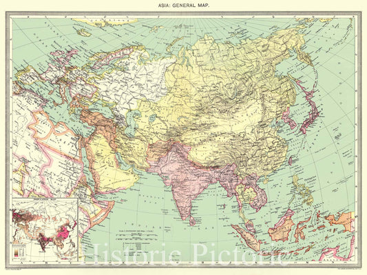 Historic Map : 1910 Asia: General Map : Vintage Wall Art