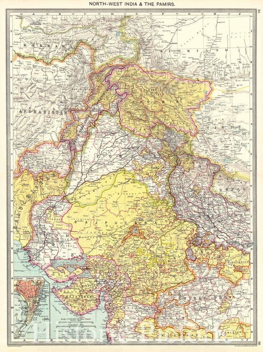 Historic Map : 1910 North-West India and the Pamirs : Vintage Wall Art