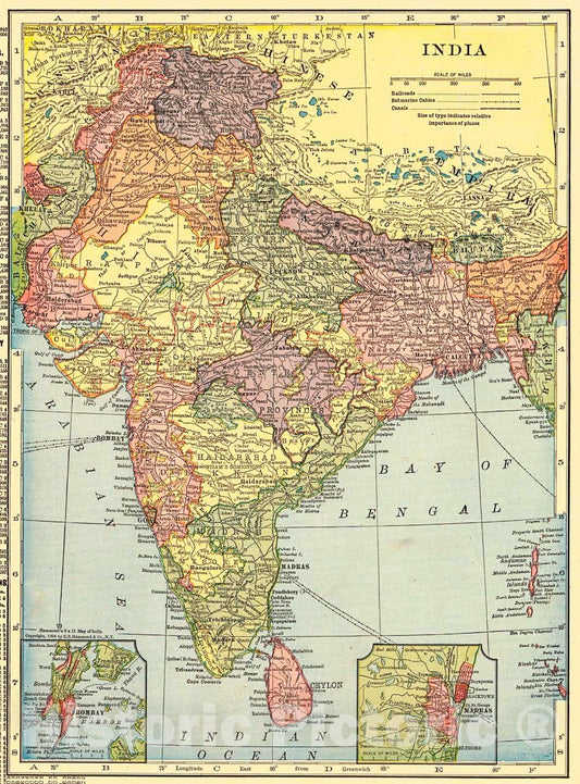 Historic Map : 1911 India : Vintage Wall Art
