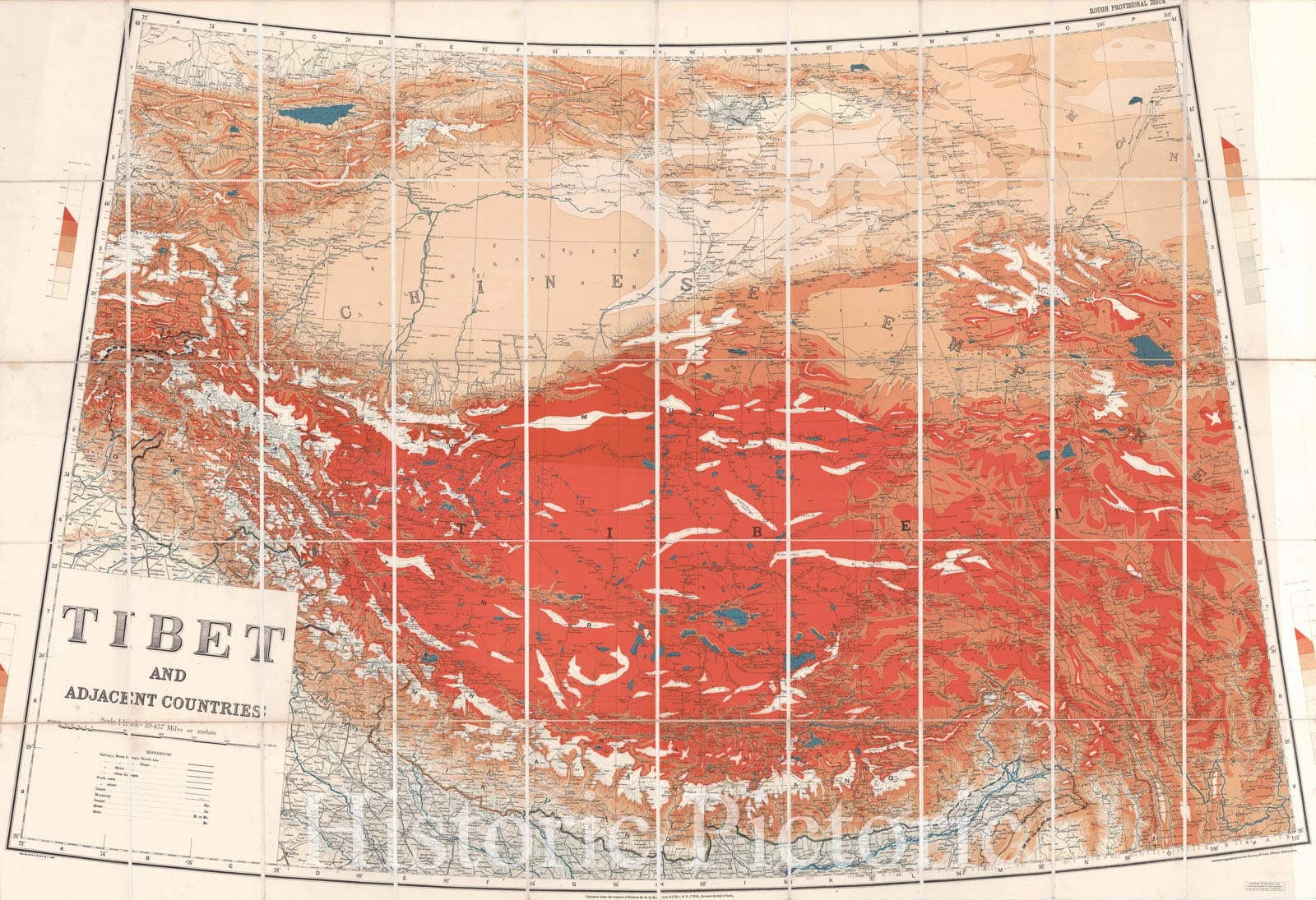 Historic Map : 1914 Tibet and Adjacent Countries : Vintage Wall Art