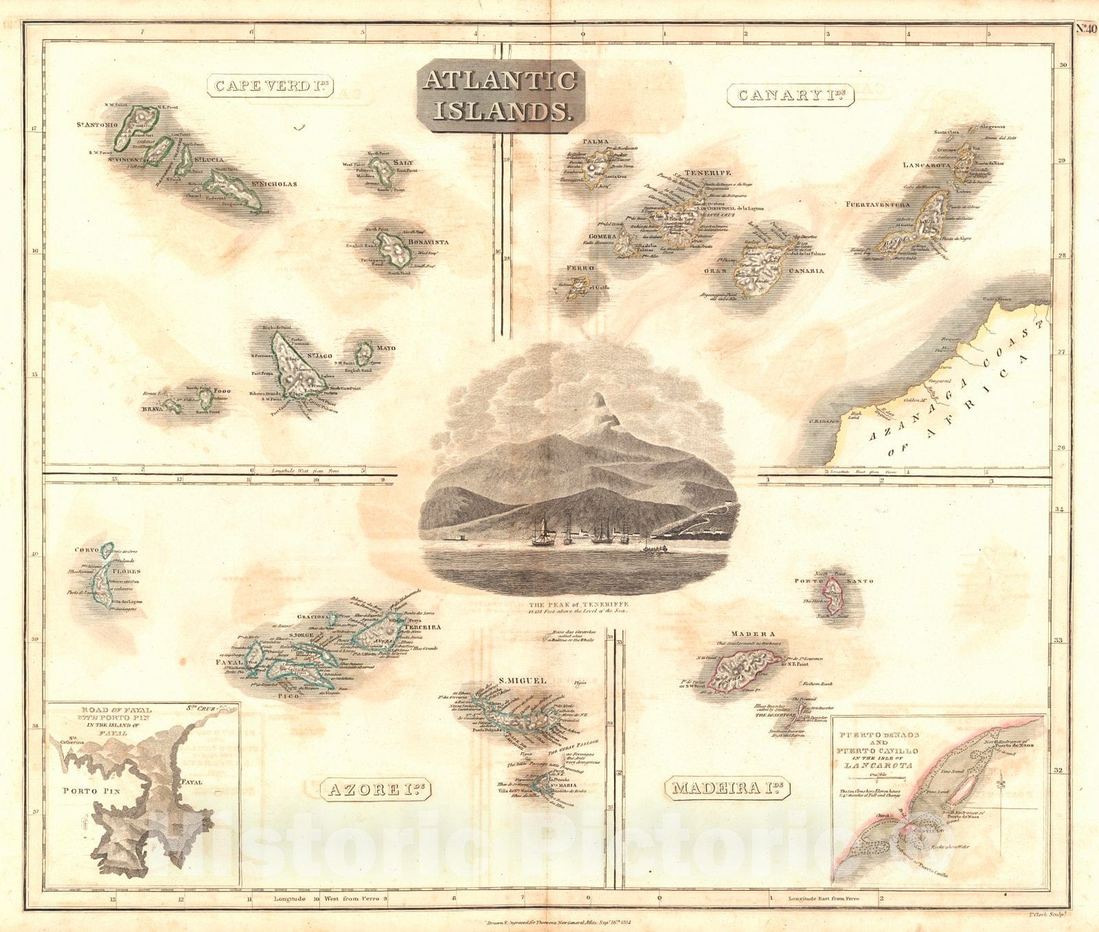Historic Map : 1817 Atlantic Islands : Vintage Wall Art