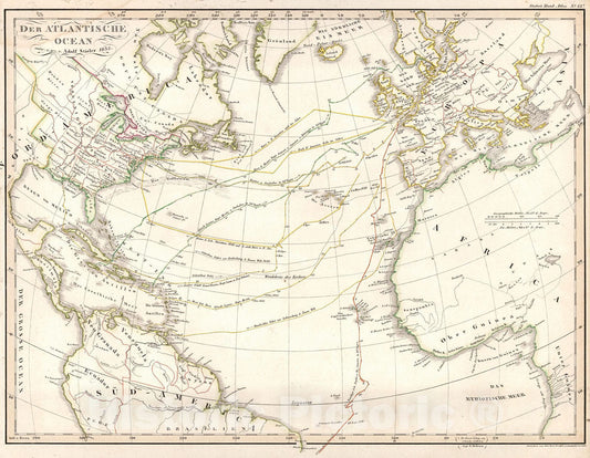 Historic Map : 1835 Der Atlantische Ocean : Vintage Wall Art