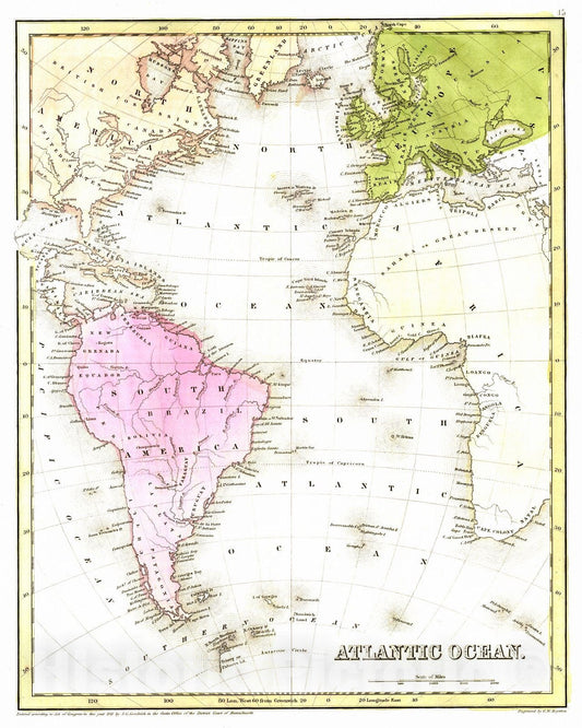 Historic Map : 1842 Atlantic Ocean : Vintage Wall Art