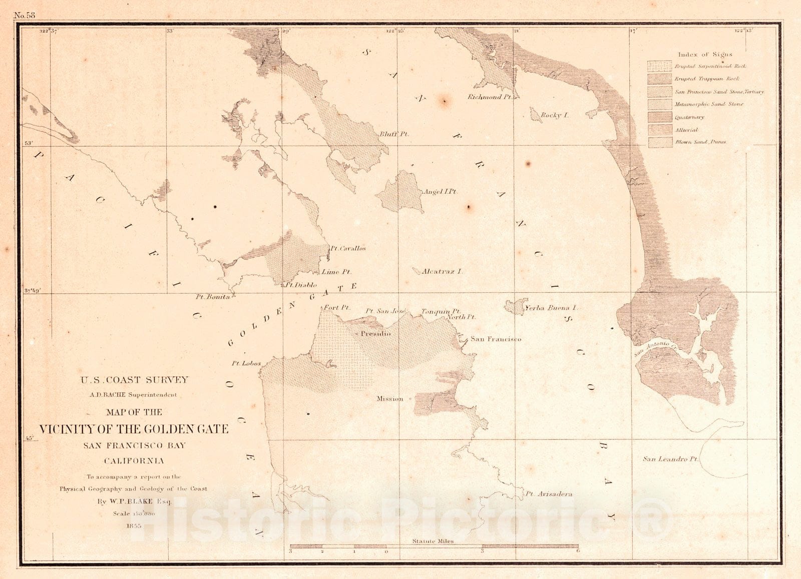 Historic Map : 1855 Map of the Vicinity of the Golden Gate, San Francisco Bay, California : Vintage Wall Art