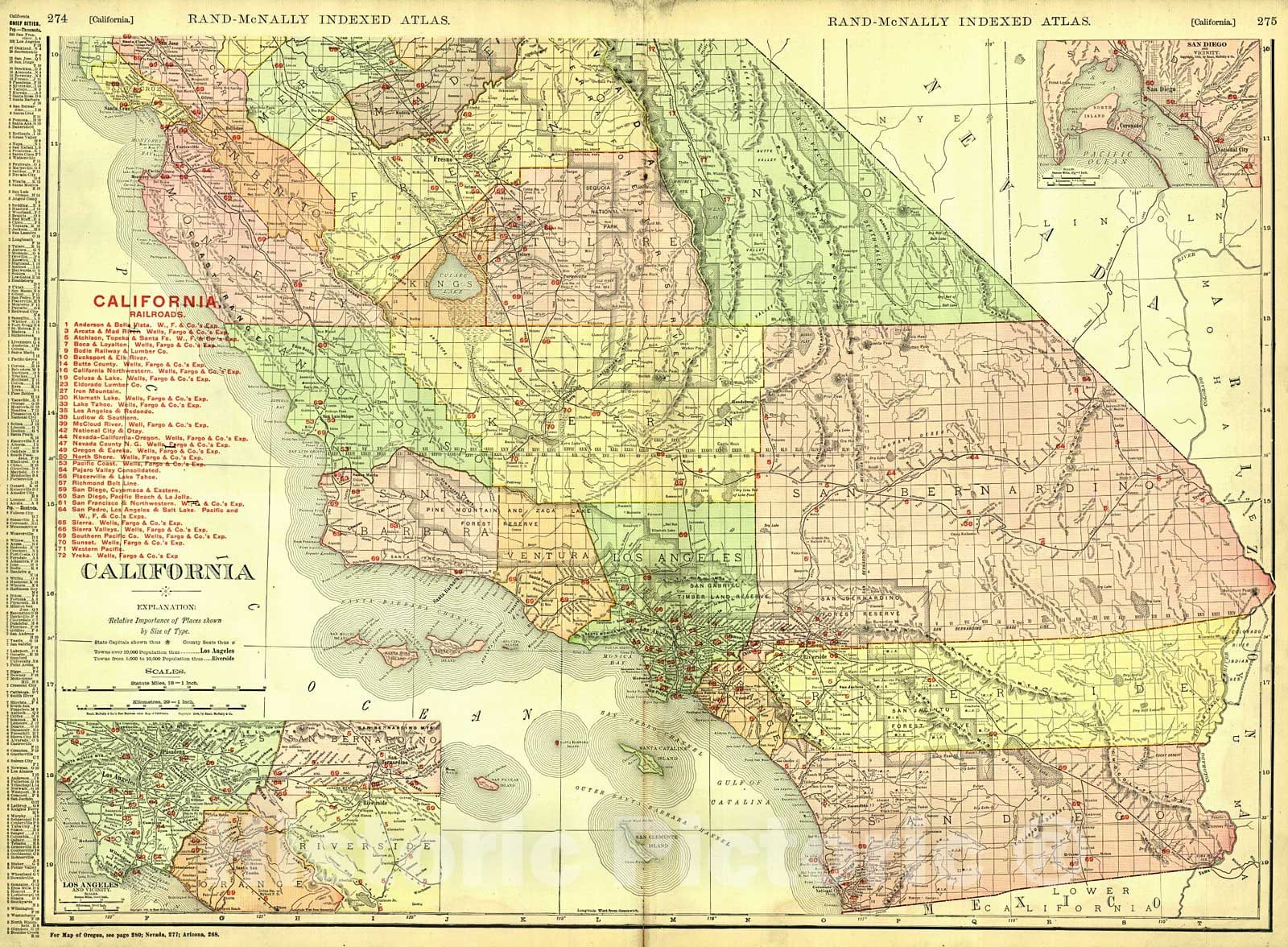 Historic Map : 1906 California (Southern Part) : Vintage Wall Art