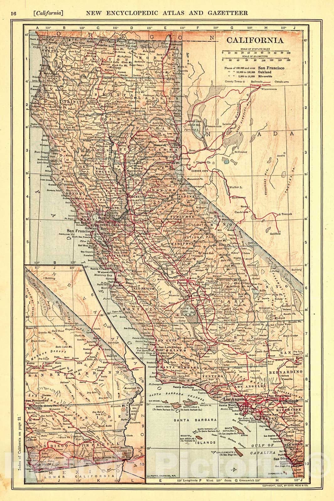 Historic Map : 1909 California : Vintage Wall Art