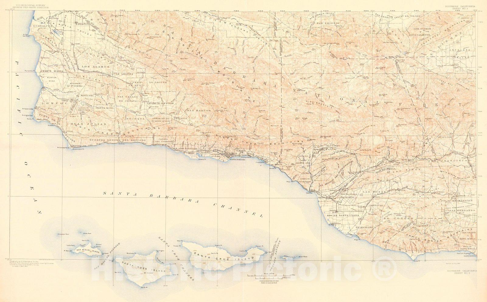 Historic Map : 1910 Southern California, Sheet 3 : Vintage Wall Art