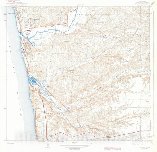 Historic Map : 1943 Del Mar Quadrangle, San Diego County, California : Vintage Wall Art