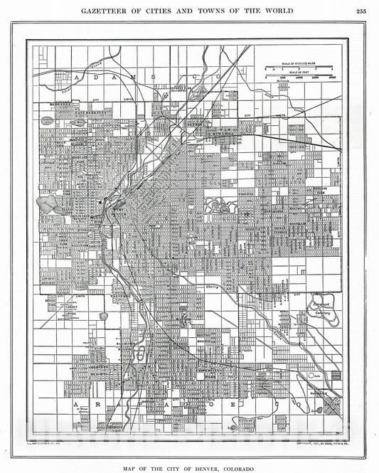 Historic Map : 1909 Map of the City of Denver, Colorado : Vintage Wall Art