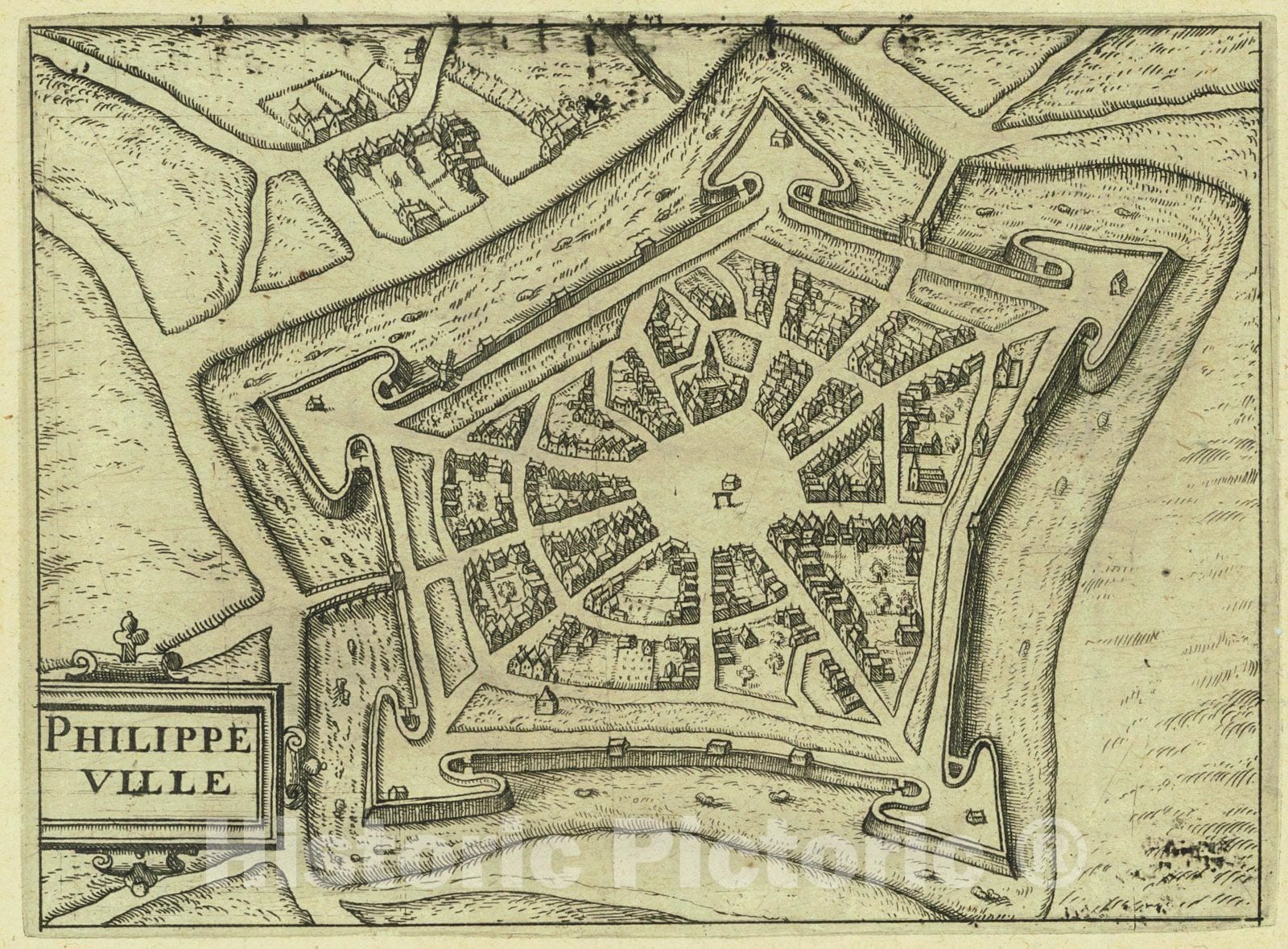 Historic Map : 1567 Philippeville : Vintage Wall Art