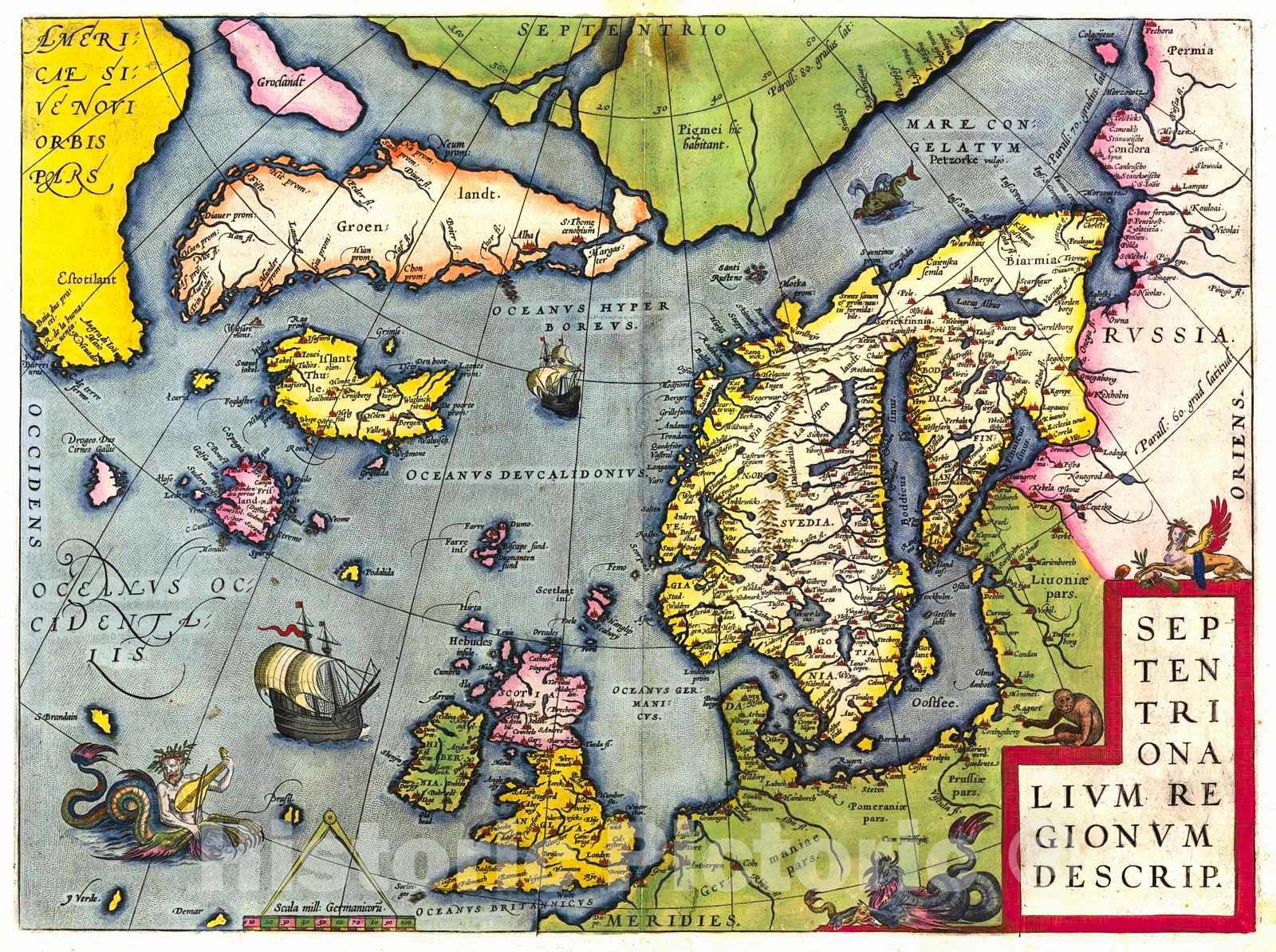 Historic Map : 1570 Septentrionalivm regionvm descrip. : Vintage Wall Art