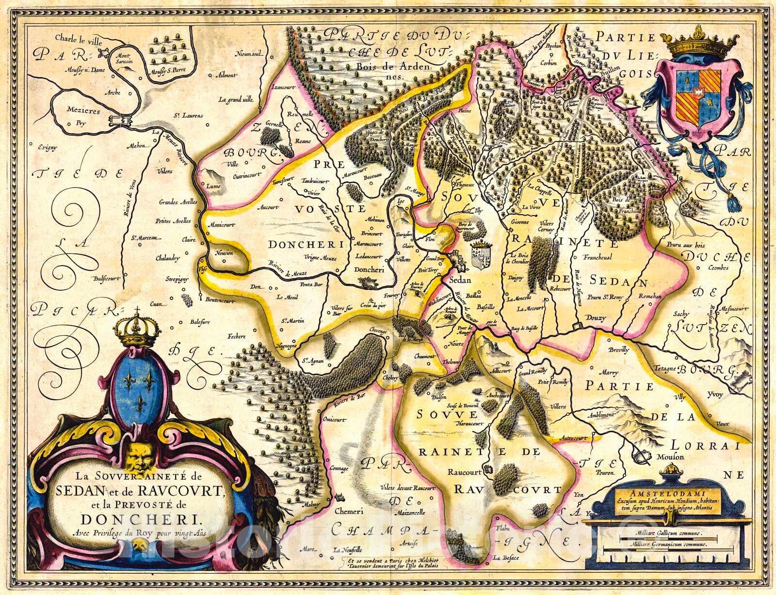 Historic Map : 1600 La Sovverainete de Sedan : Vintage Wall Art