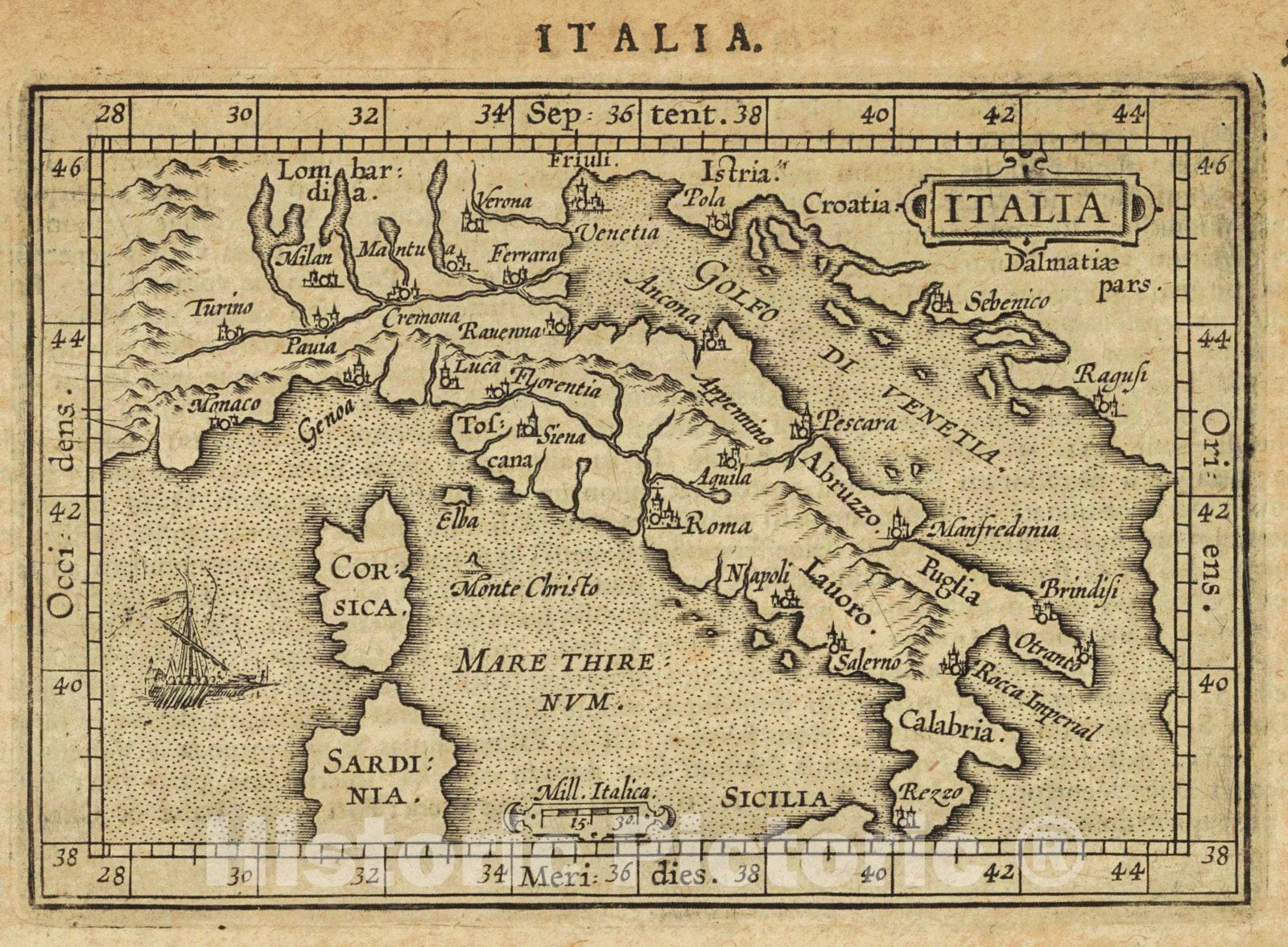 Historic Map : 1601 Italia : Vintage Wall Art