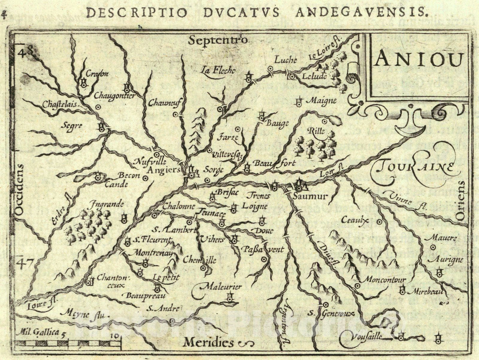 Historic Map : 1602 Anjou : Vintage Wall Art