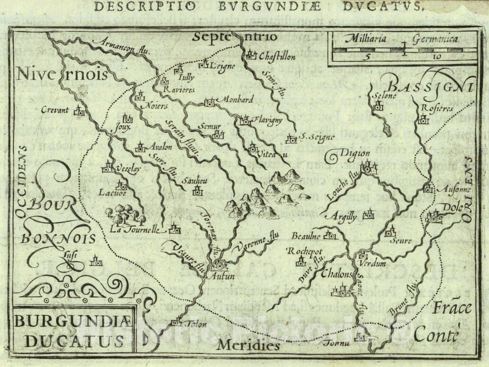 Historic Map : 1602 Burgandaie Ducatus : Vintage Wall Art