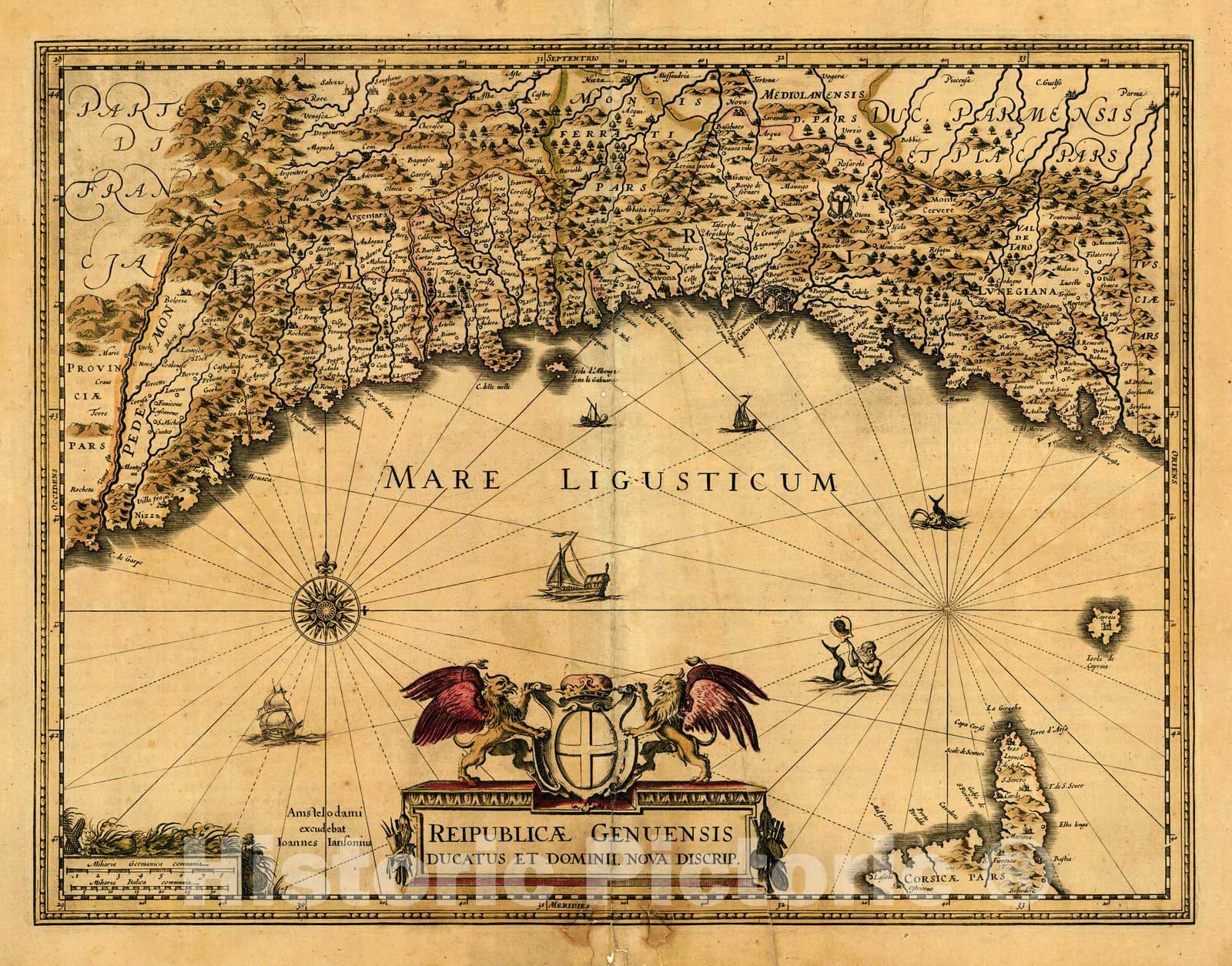 Historic Map : 1630 Reipublicae Genuensis Ducatus et Dominii Nova Discrip : Vintage Wall Art