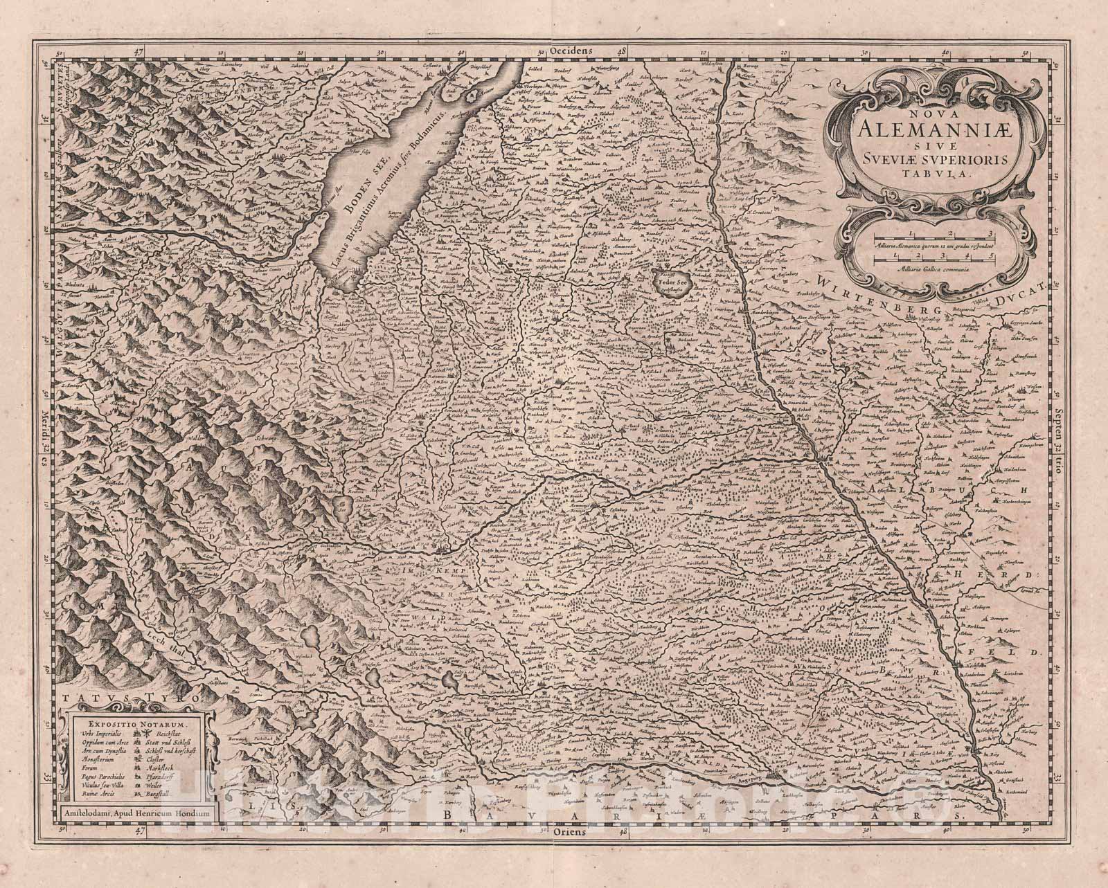 Historic Map : 1634 Nova Alemanniae Sive Sveviae Superioris Tabula : Vintage Wall Art