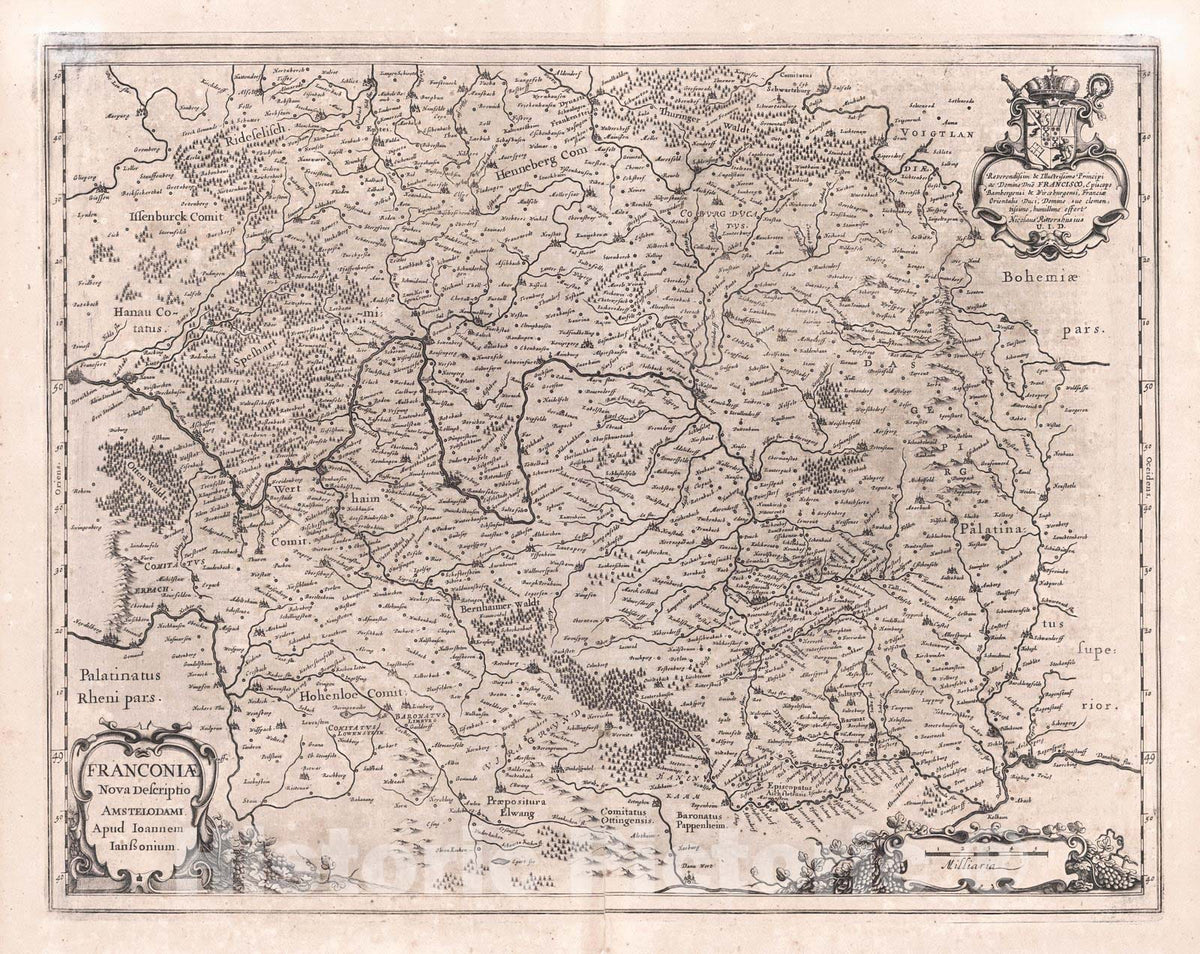 Historic Map : 1644 Franconiae Nova Descriptio : Vintage Wall Art