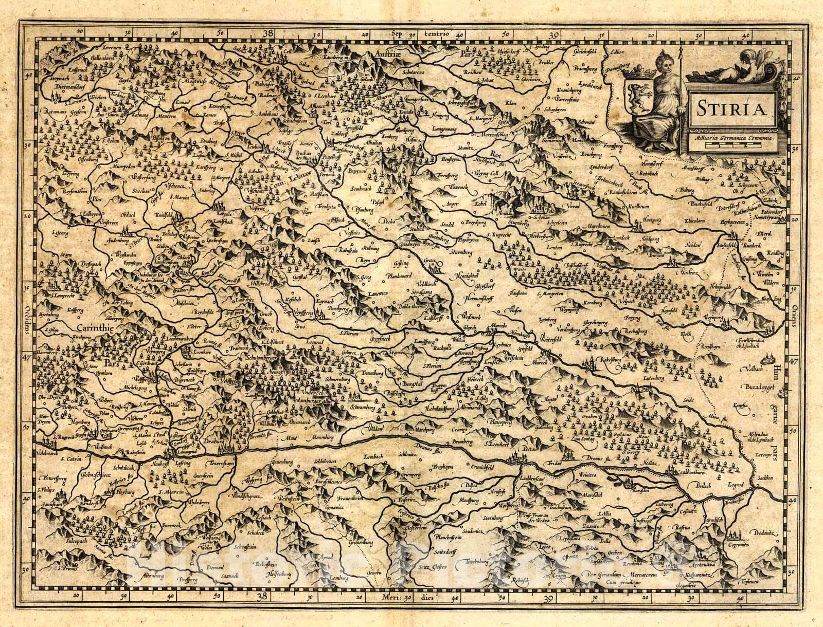 Historic Map : 1649 Stiria [Eastern Austria] : Vintage Wall Art