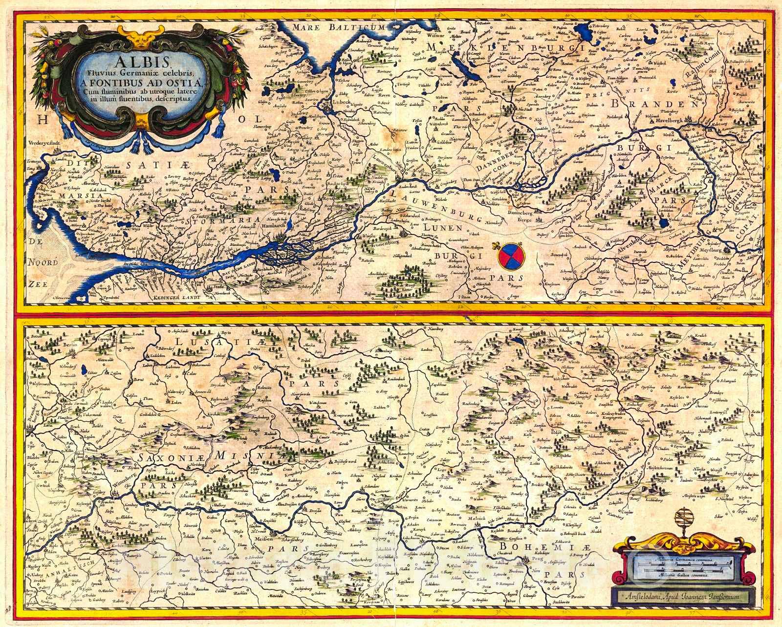Historic Map : 1658 Albis, fluvis, Germaniae celebris, a fontibus ad Ostia, cum fluminibus ab utroque latere in illum, descriptus [tabula]. : Vintage Wall Art