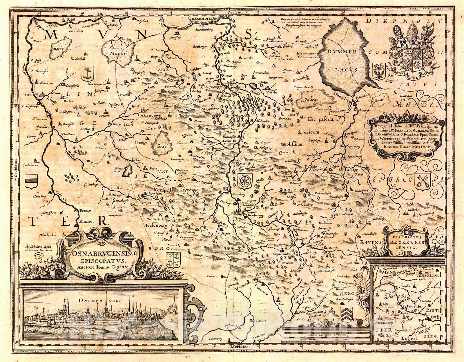 Historic Map : 1658 Osnabrugensis episcopatus / Auctore Ioanne Gigante : Vintage Wall Art