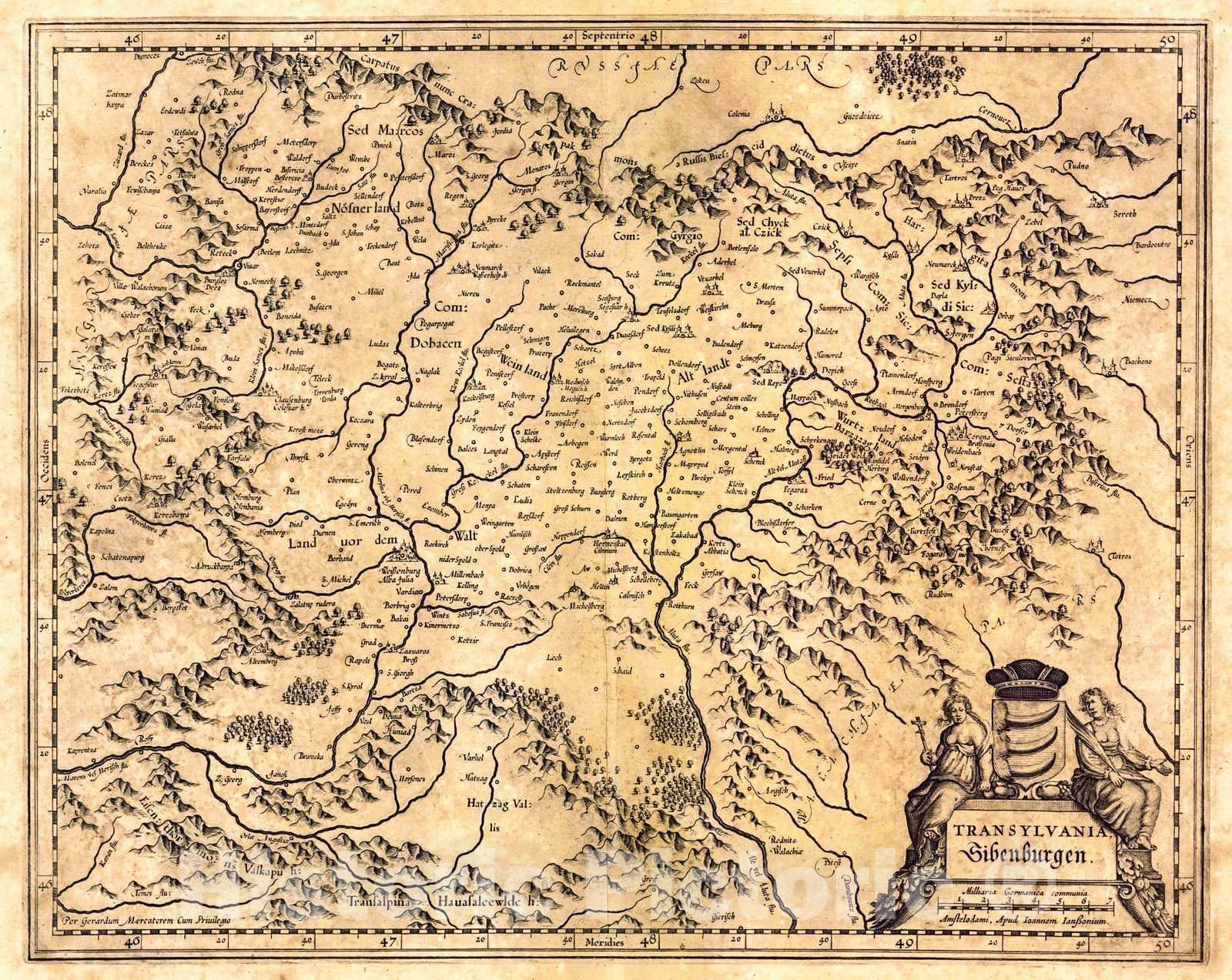 Historic Map : 1658 Transylvania : Vintage Wall Art