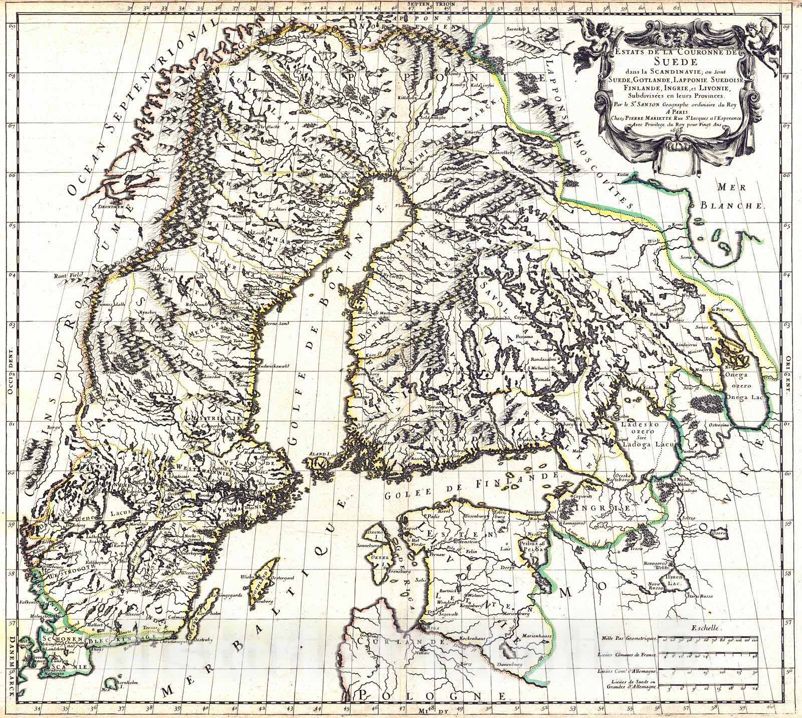 Historic Map : 1669 Estates de la Couronne de Suede... : Vintage Wall Art