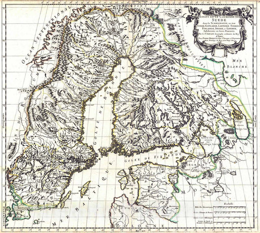 Historic Map : 1669 Estates de la Couronne de Suede... : Vintage Wall Art