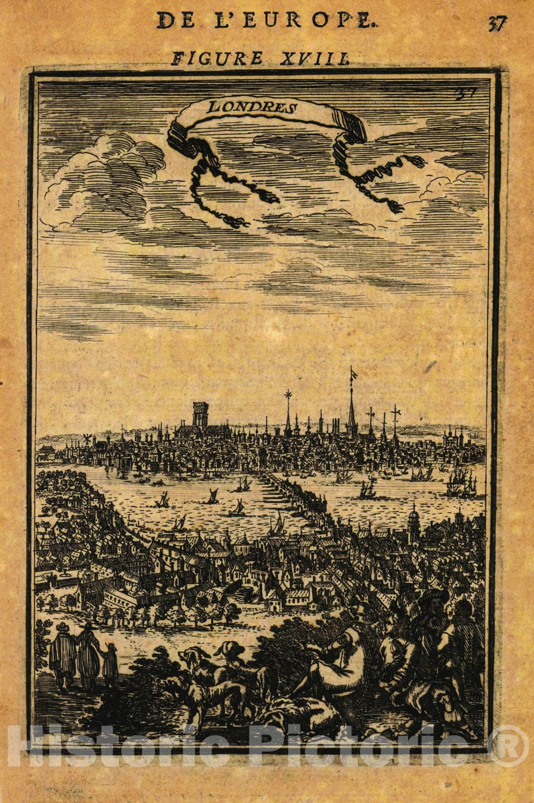 Historic Map : 1683 Londres : Vintage Wall Art