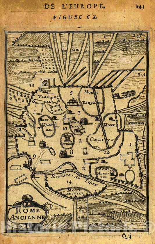 Historic Map : 1683 Rome Ancienne : Vintage Wall Art