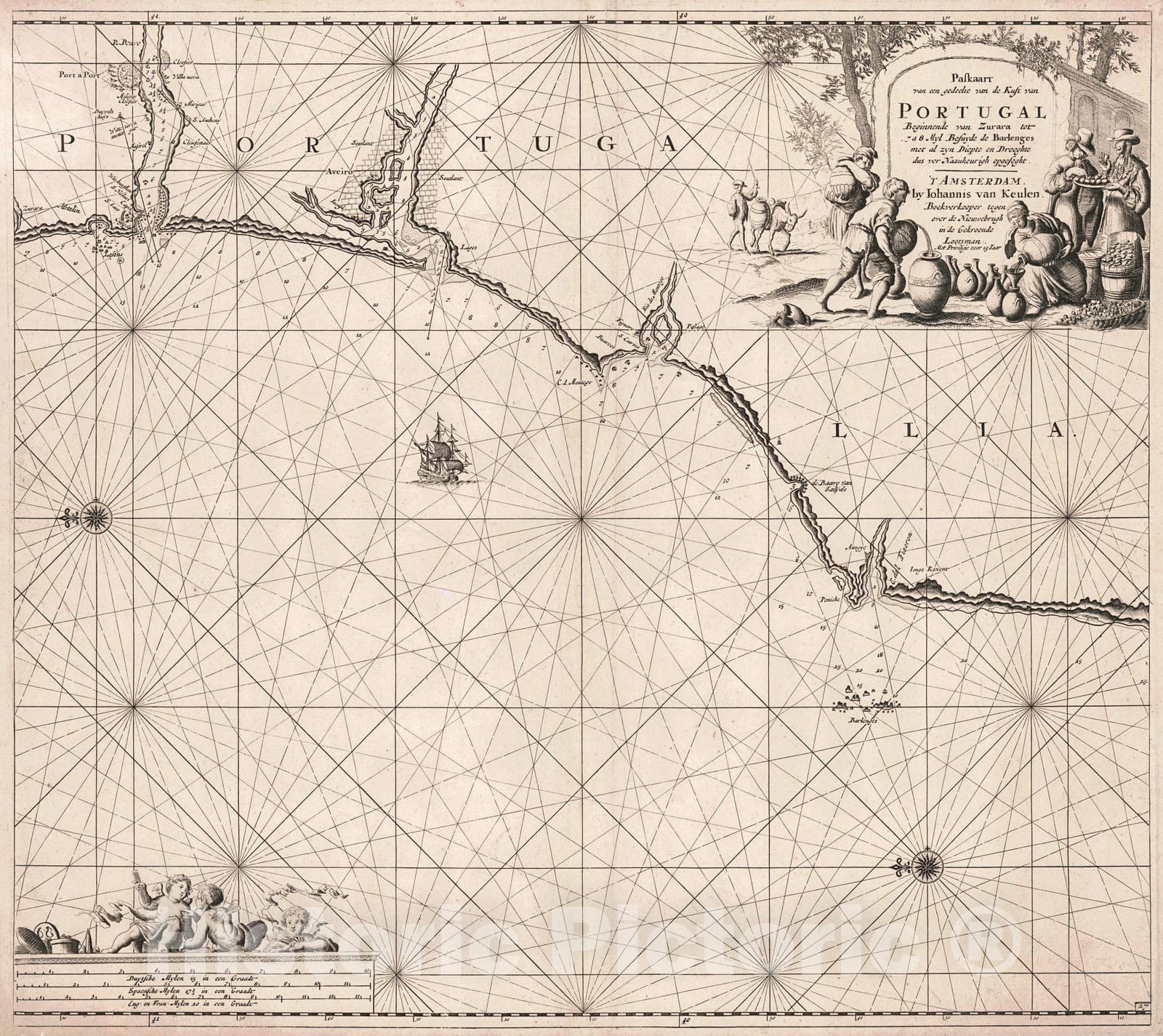 Historic Map : 1684 Pafkaart van en Gedeelte van de Kust van Portugal : Vintage Wall Art