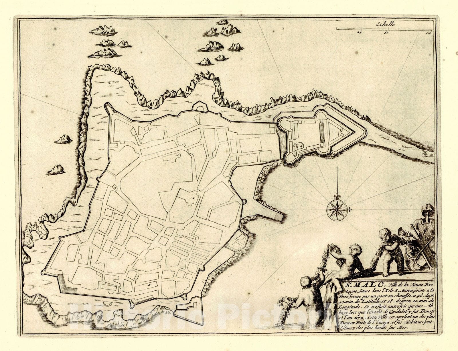 Historic Map : 1693 St. Milo : Vintage Wall Art