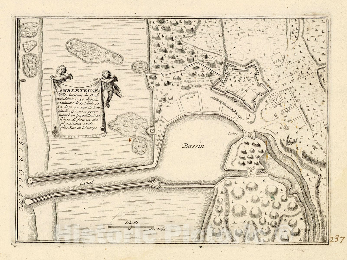 Historic Map : 1693 Ambleteuse : Vintage Wall Art