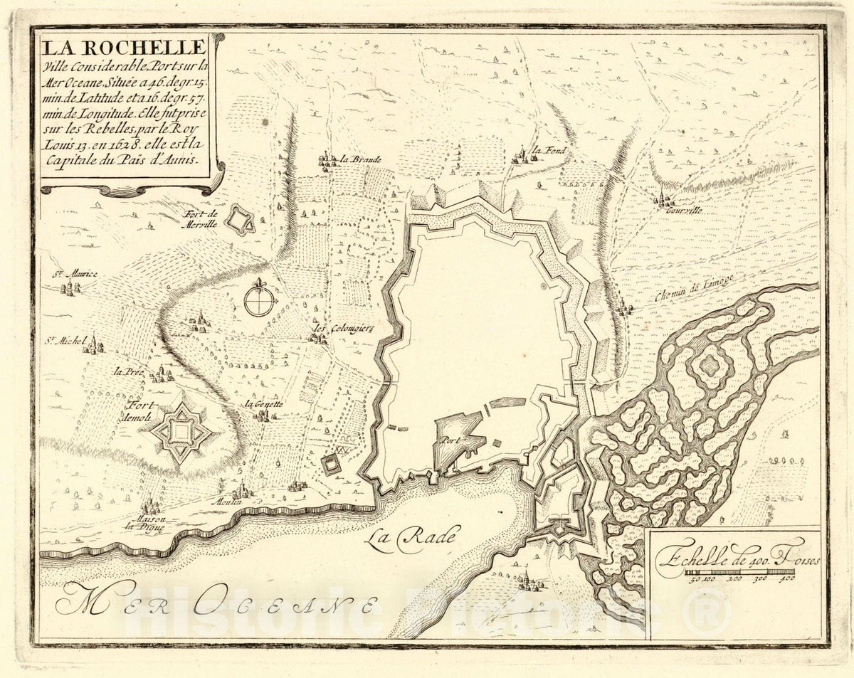 Historic Map : 1693 La Rochelle : Vintage Wall Art