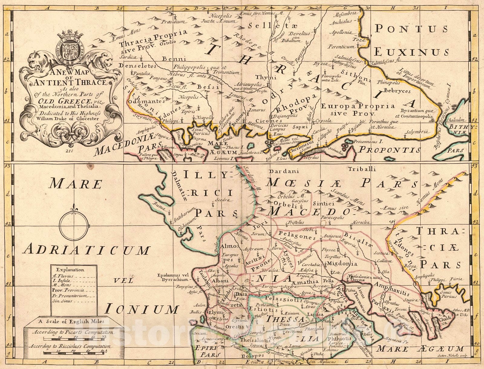 Historic Map : 1700 A New Map of Ancient Thrace : Vintage Wall Art