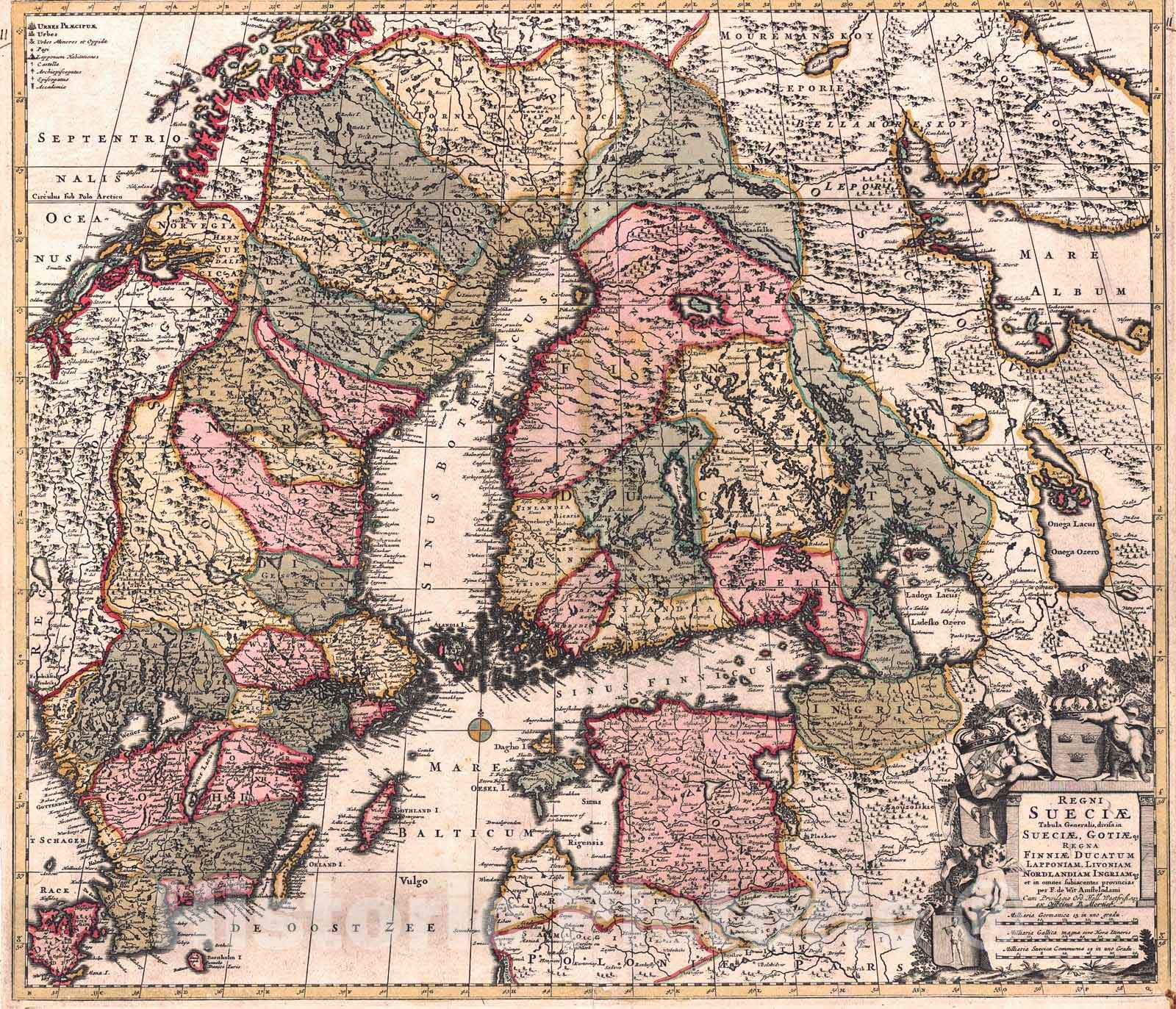 Historic Map : 1703 Regni Sueciae Tabula Generalis, divisa in Sueciae, Gotiae... : Vintage Wall Art