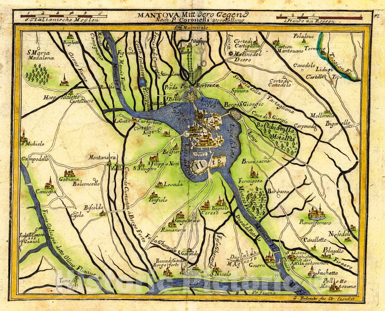 Historic Map : 1704 Mantoua Mittdero Gegend : Vintage Wall Art