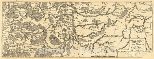 Historic Map : 1705 Les Environs de Dinant, de Phillippeville, et de Charlemont; ou fe Trouve encore Le Condros : Vintage Wall Art