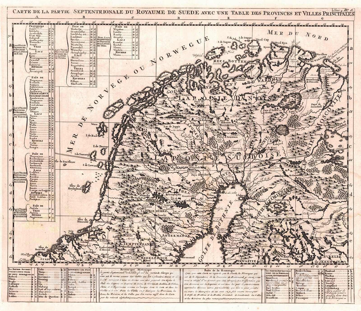 Historic Map : 1710 Septentrionale du Royaume de Suede : Vintage Wall Art