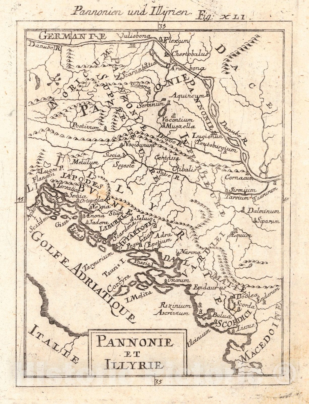 Historic Map : 1719 Pannonie et Illyrie : Vintage Wall Art