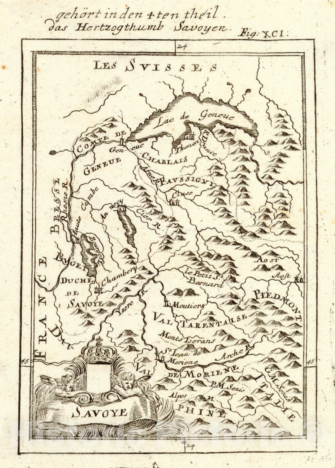 Historic Map : 1719 Savoye : Vintage Wall Art